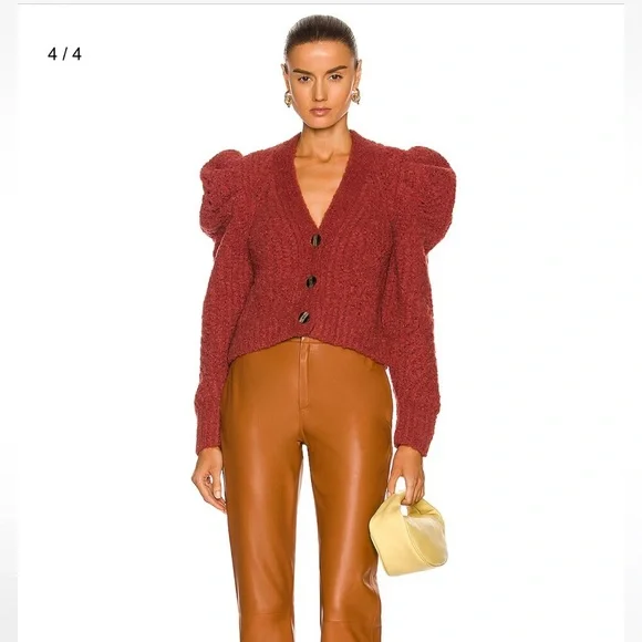Ulla Johnson Odette Cardigan in maroon size S - Picture 4 of 8